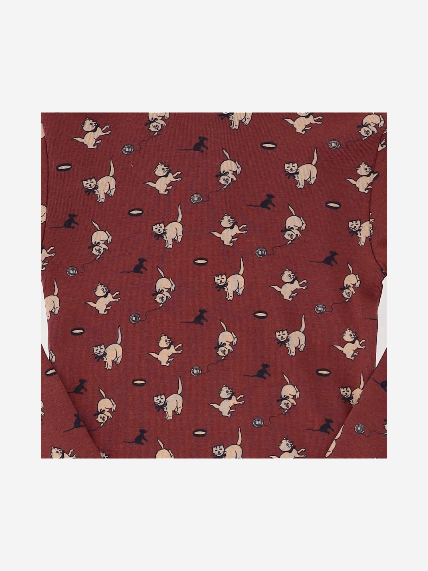 Misha & Puff Cat and Mouse Print Cotton Sweater — Red, view 2