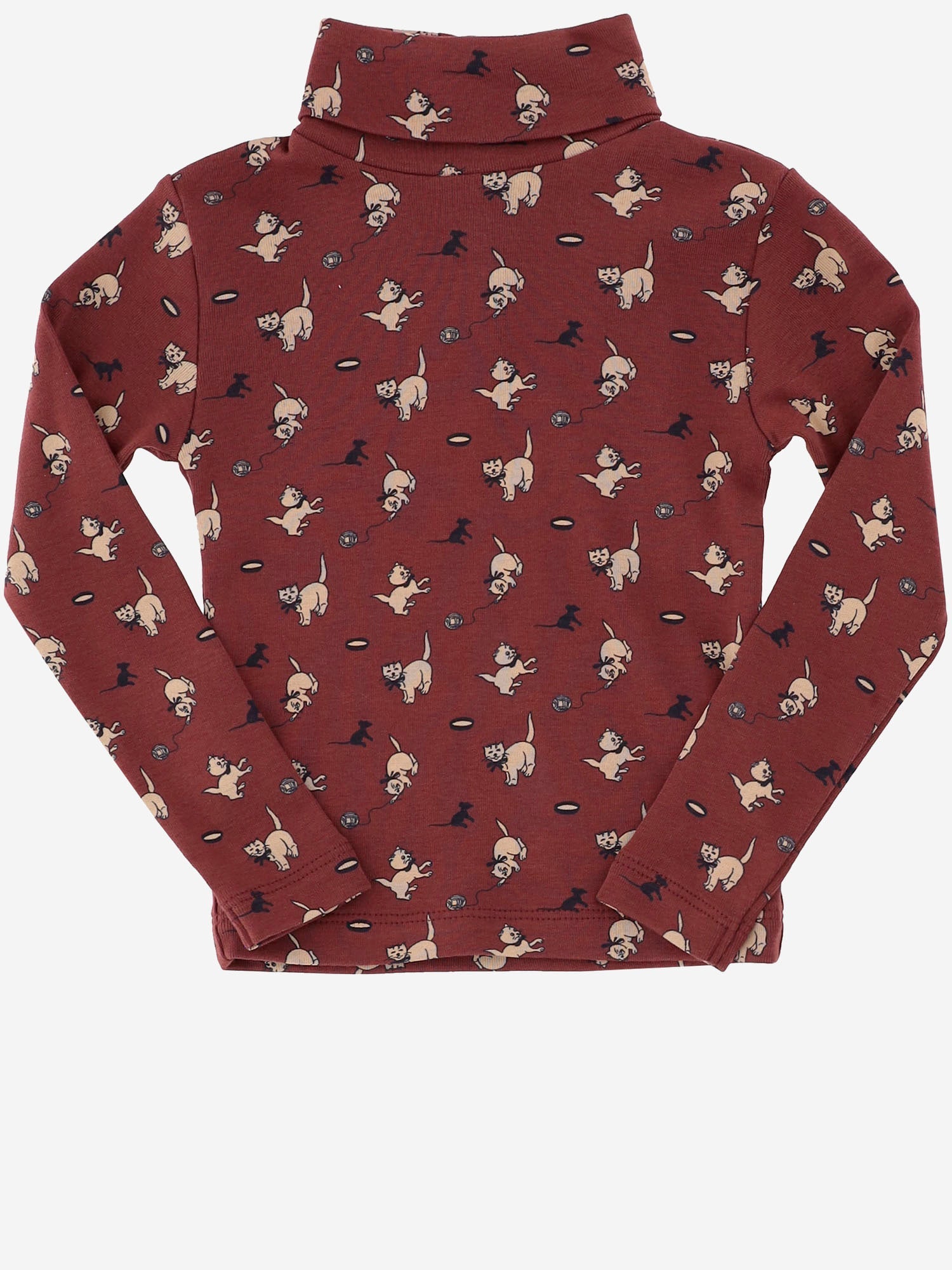 Misha & Puff Cat and Mouse Print Cotton Sweater — Red, view 3
