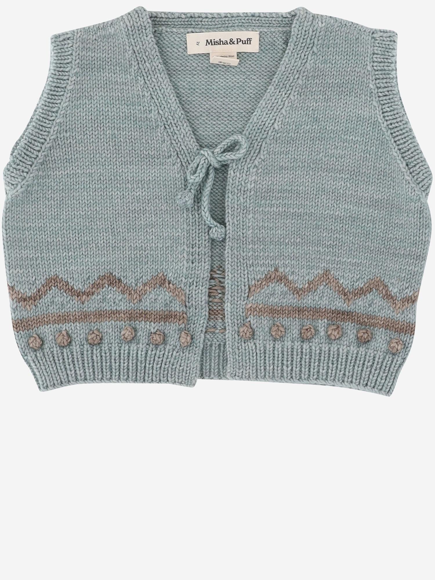 Misha & Puff Merino Wool Knit Vest — Blue, view 3