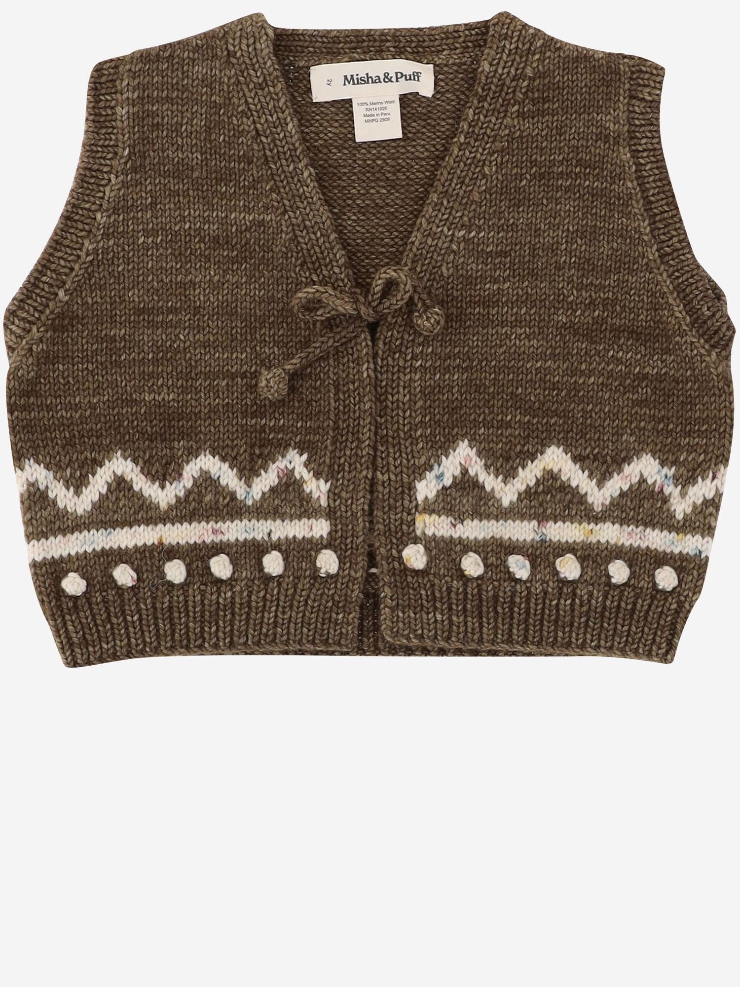 Misha & Puff Merino Wool Graphic Knit Vest — Brown by Misha & Puff