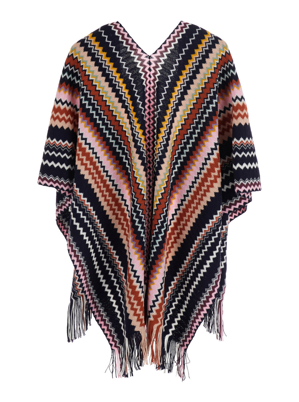 Missoni Wool-Blend Chevron Knit Cape — Multicolor, view 2