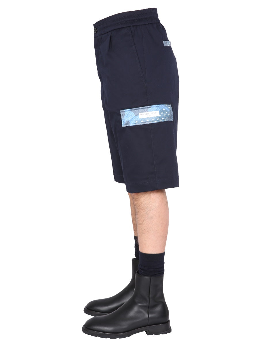 Missoni Cotton Cargo Shorts — Blue, view 3