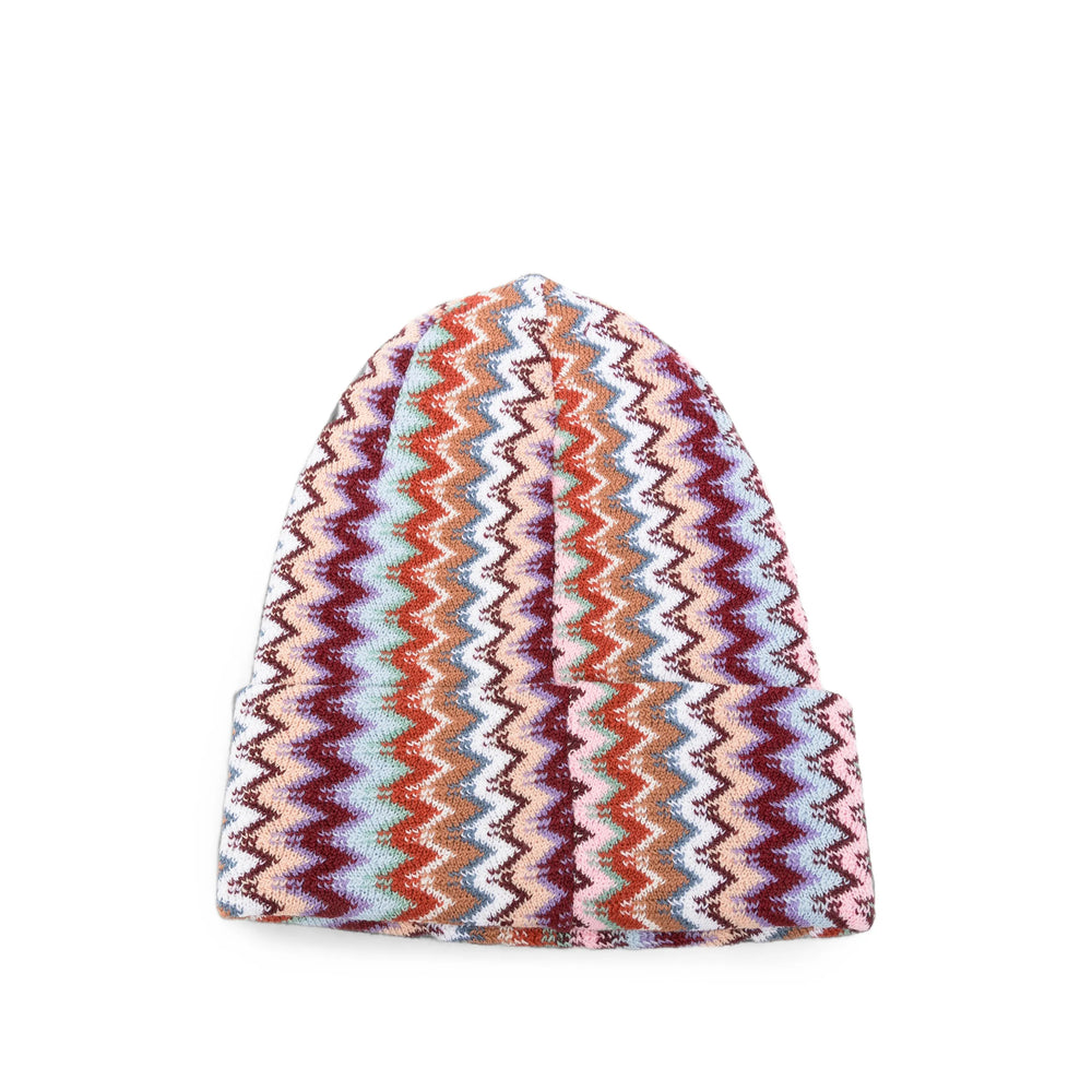 Missoni CPRAWMDA823 Chevron-Knit Beanie — Red, view 3
