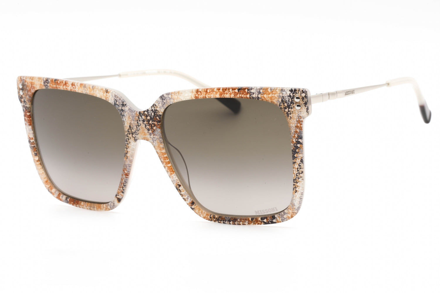 Missoni MIS0107S Glitter-Embellished Rectangular Sunglasses — Beige by Missoni
