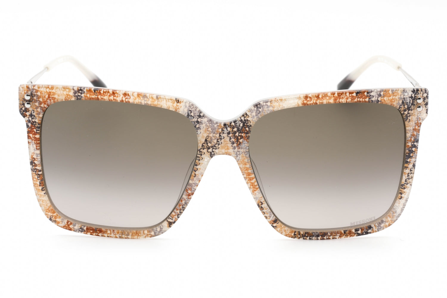 Missoni MIS0107S Glitter-Embellished Rectangular Sunglasses — Beige, view 2