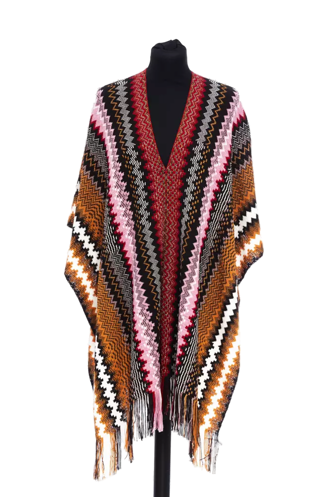 Missoni Geometric Wool-Blend Fringed Poncho — Multicolor by Missoni