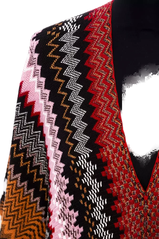 Missoni Geometric Wool-Blend Fringed Poncho — Multicolor, view 2