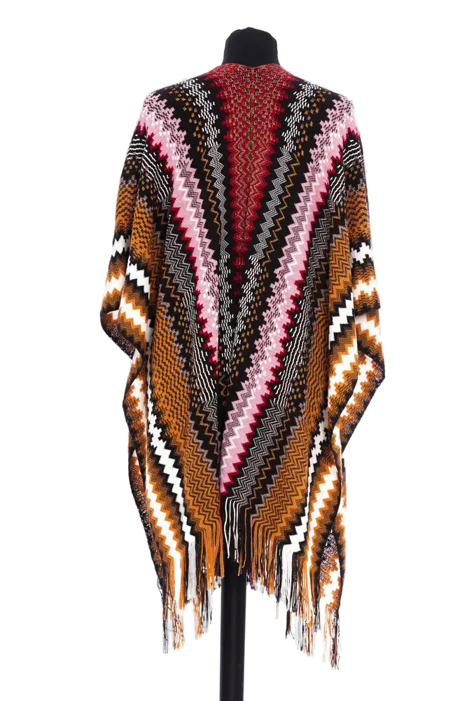 Missoni Geometric Wool-Blend Fringed Poncho — Multicolor, view 3