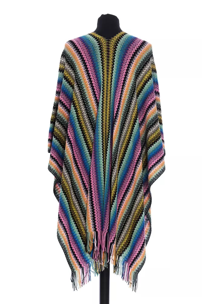 Missoni Multicolor Striped Wool Poncho — Multicolor, view 3