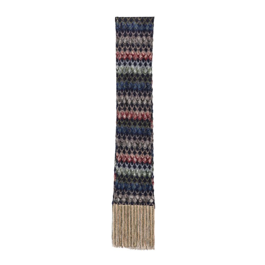 Missoni Metallic Zigzag Knit Scarf — Blue by Missoni
