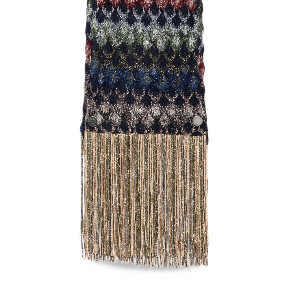 Missoni Metallic Zigzag Knit Scarf — Blue, view 2