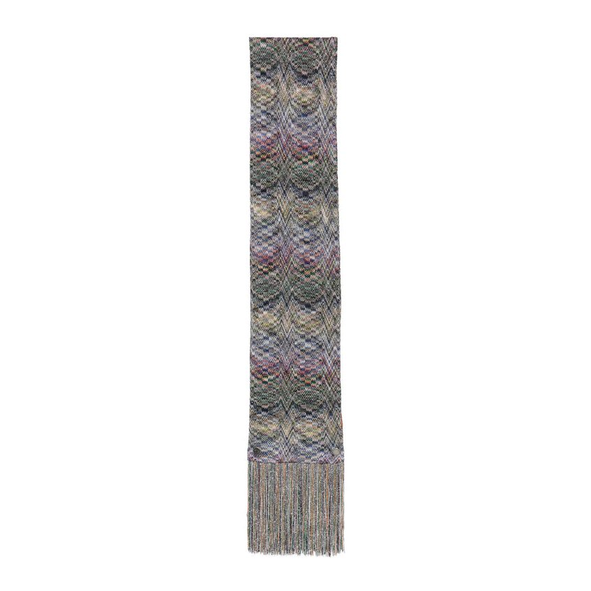 Missoni Metallic Zigzag Knit Scarf — Gray by Missoni