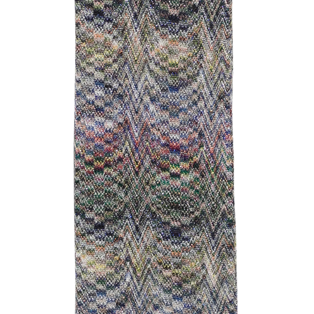 Missoni Metallic Zigzag Knit Scarf — Gray, view 2