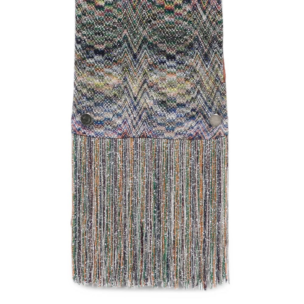 Missoni Metallic Zigzag Knit Scarf — Gray, view 3