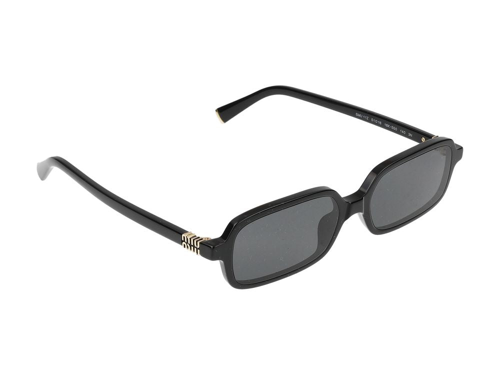 Miu Miu 0MU Rectangular Acetate Sunglasses — Black, view 4