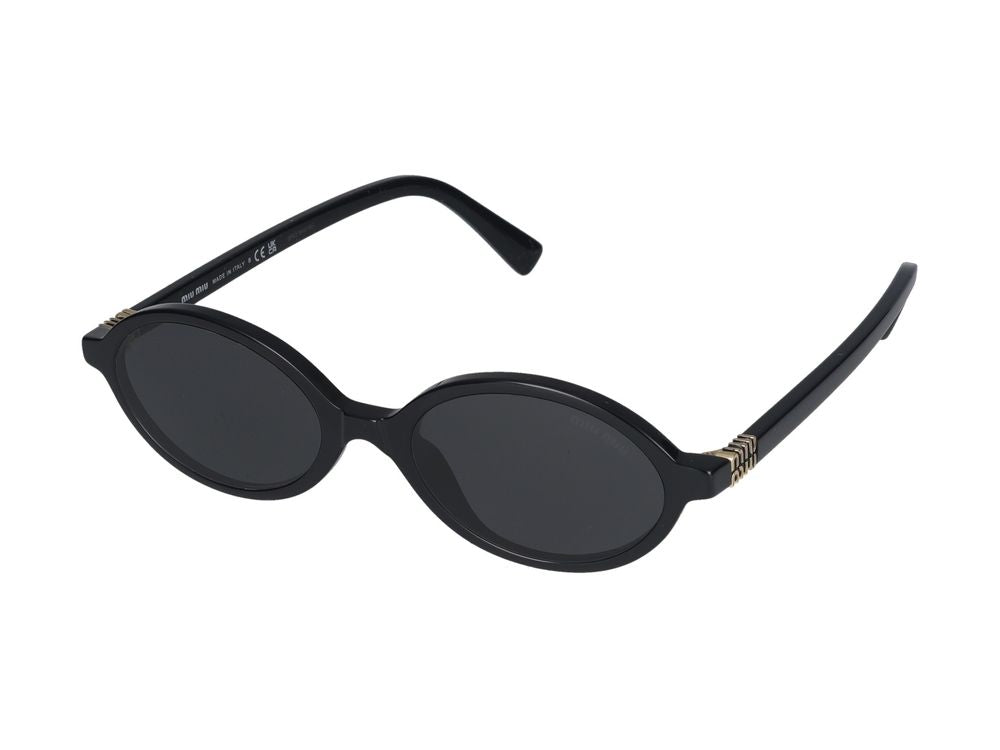 Miu Miu 0MU Oval Acetate Sunglasses — Black by Miu Miu