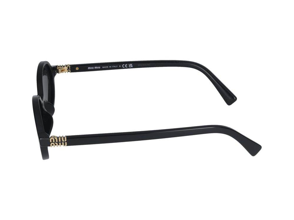 Miu Miu 0MU Oval Acetate Sunglasses — Black, view 2