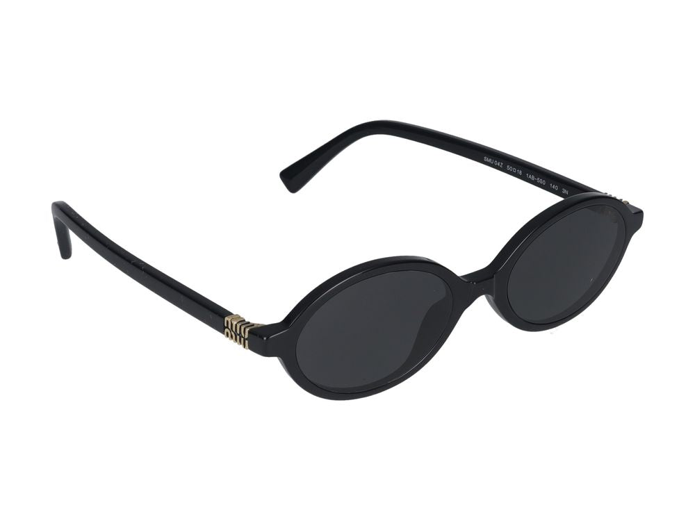 Miu Miu 0MU Oval Acetate Sunglasses — Black, view 3