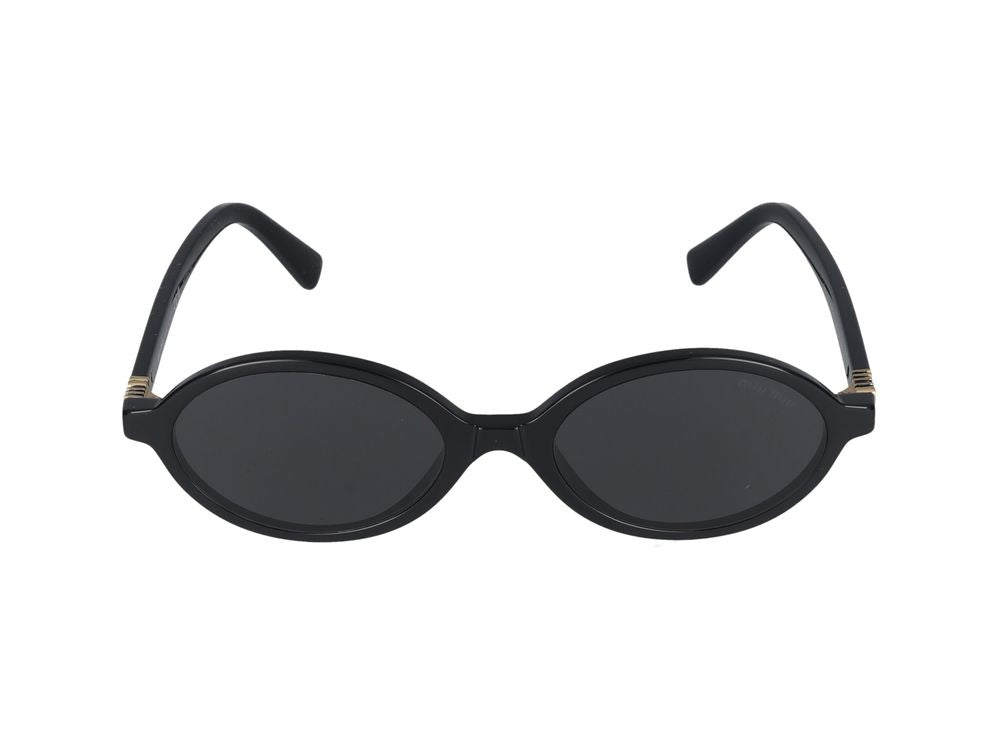 Miu Miu 0MU Oval Acetate Sunglasses — Black, view 4