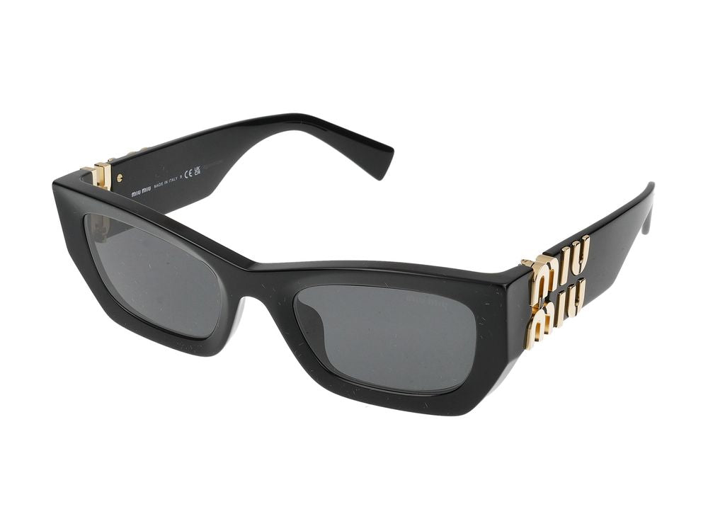 Miu Miu 0MU Rectangular Acetate Sunglasses — Black by Miu Miu
