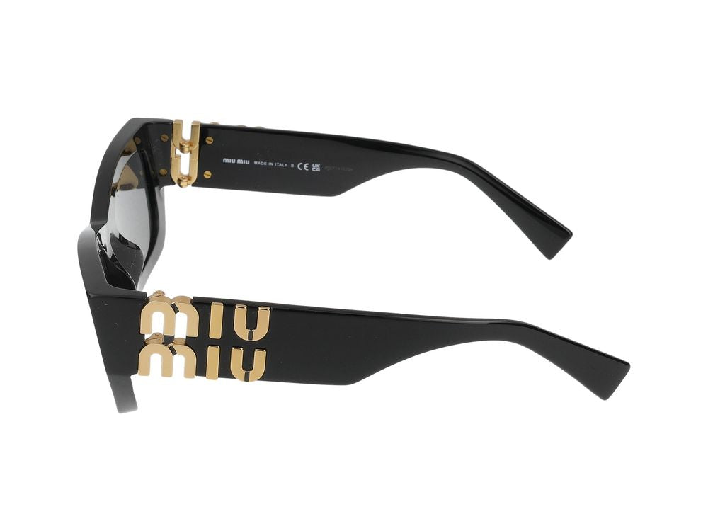 Miu Miu 0MU Rectangular Acetate Sunglasses — Black, view 2