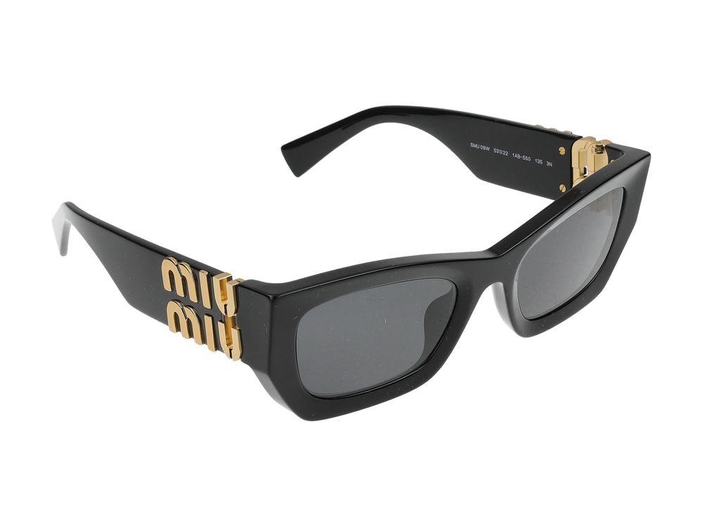 Miu Miu 0MU Rectangular Acetate Sunglasses — Black, view 3