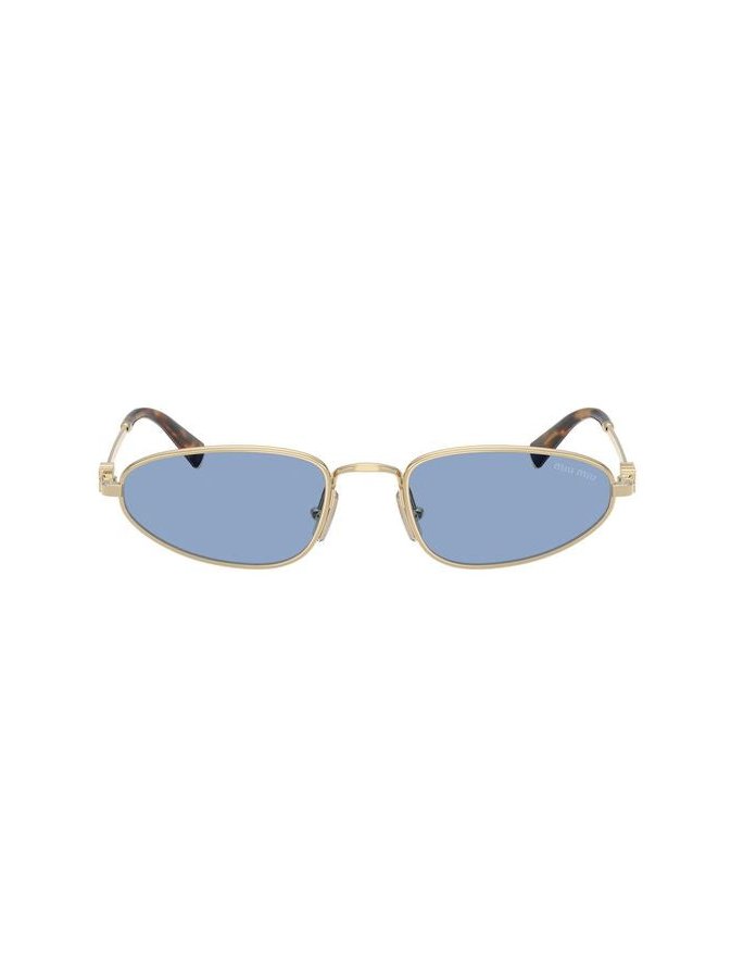 Miu Miu 0MU Metal Rectangle Frame Sunglasses — Gold, view 3