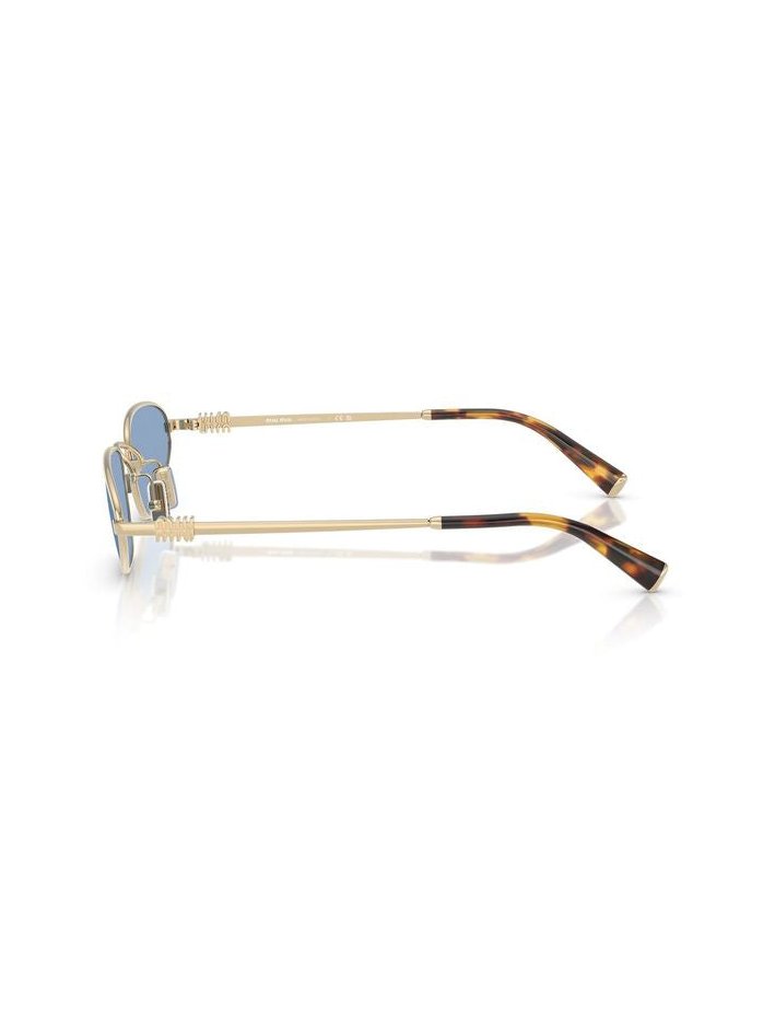 Miu Miu 0MU Metal Rectangle Frame Sunglasses — Gold, view 4