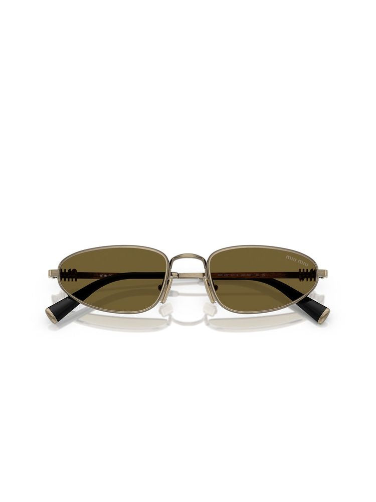 Miu Miu 0MU Metal Frame Sunglasses — Gold, view 3