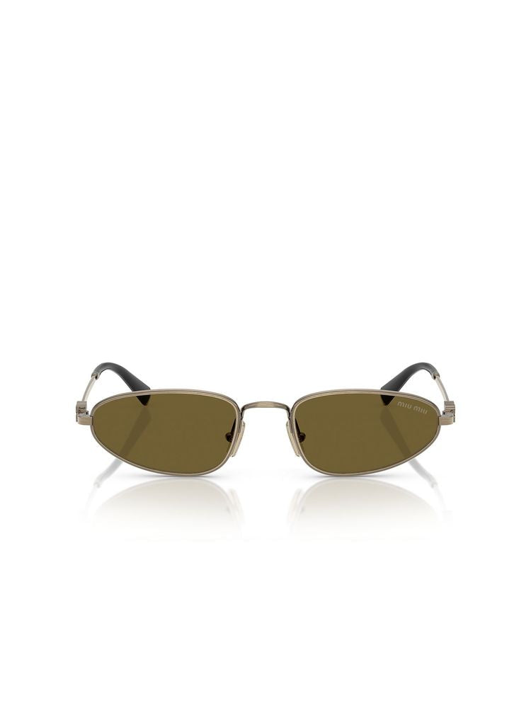 Miu Miu 0MU Metal Frame Sunglasses — Gold, view 4