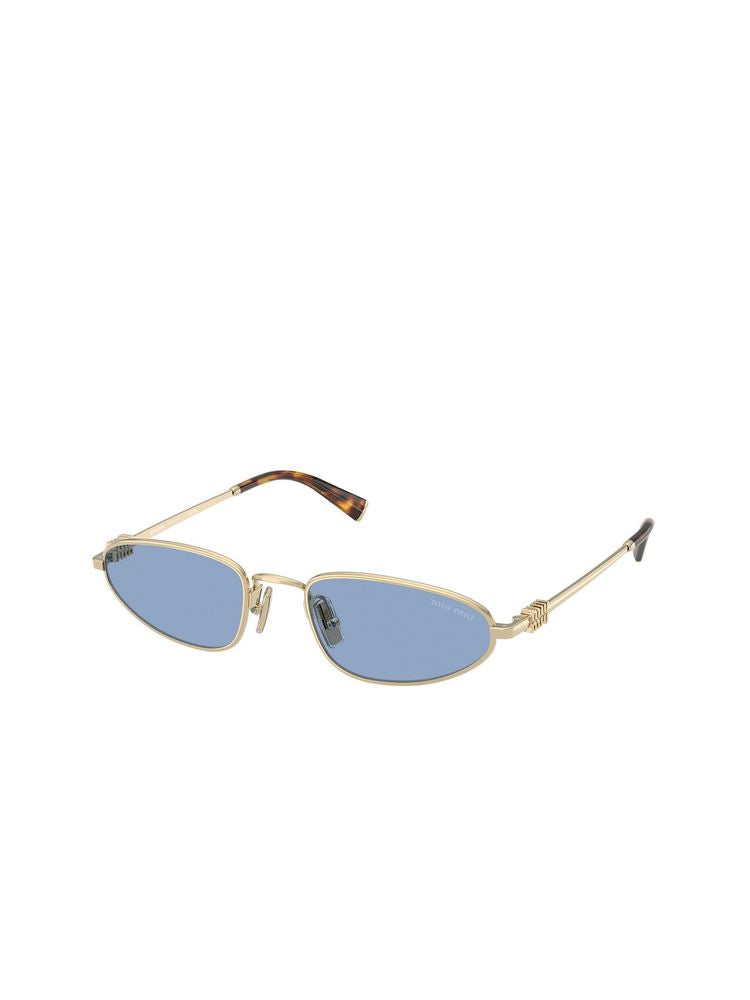 Miu Miu 0MU Metal Rectangle Sunglasses — Gold, view 2