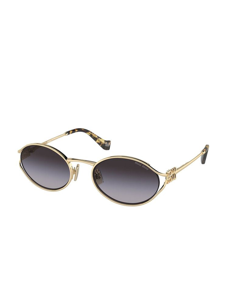 Miu Miu 0MU Oval Metal Frame Sunglasses — Gold, view 2