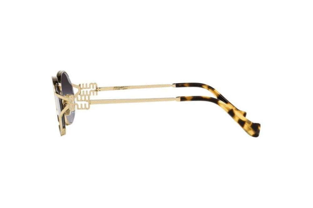 Miu Miu 0MU Oval Metal Frame Sunglasses — Gold, view 3