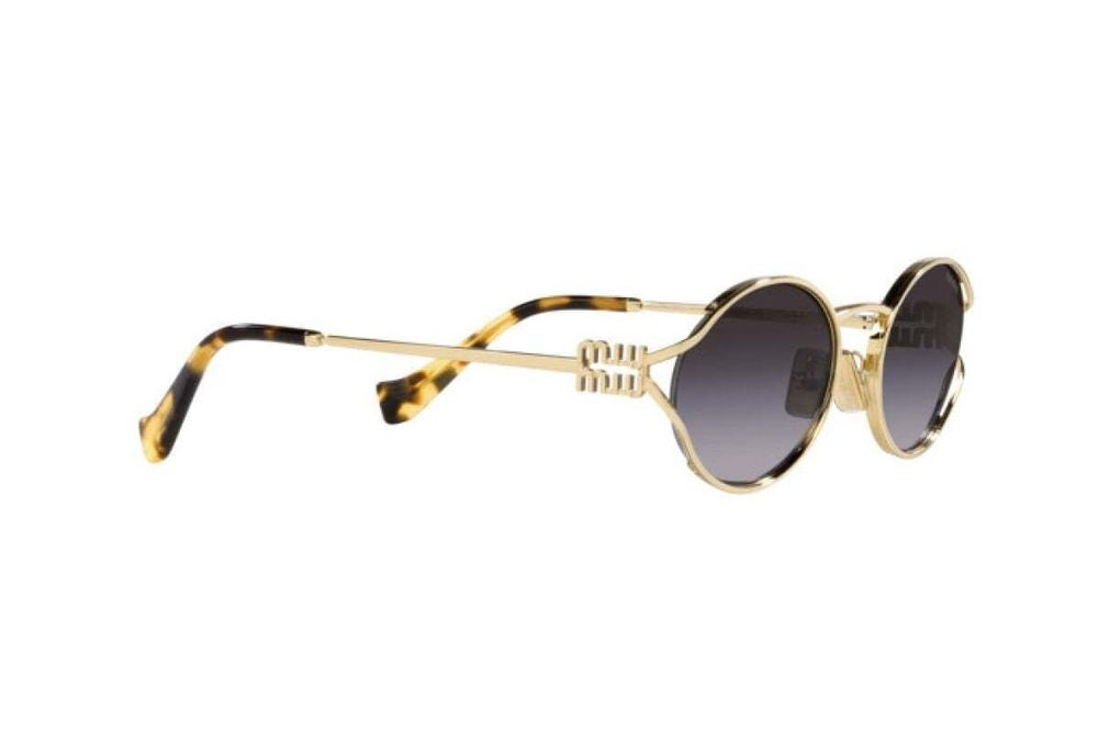 Miu Miu 0MU Oval Metal Frame Sunglasses — Gold, view 4
