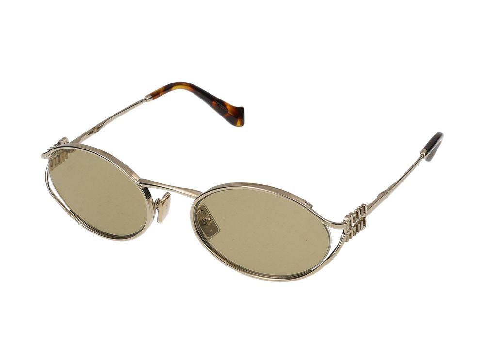 Miu Miu 0MU Metal Oval Frame Sunglasses — Gold by Miu Miu