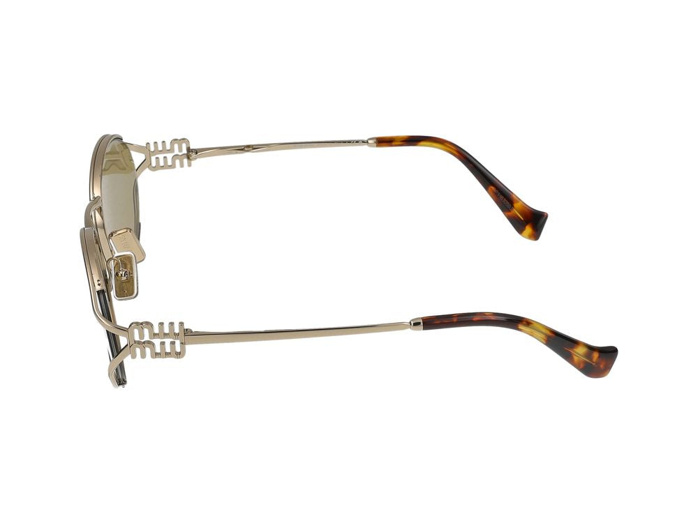 Miu Miu 0MU Metal Oval Frame Sunglasses — Gold, view 2