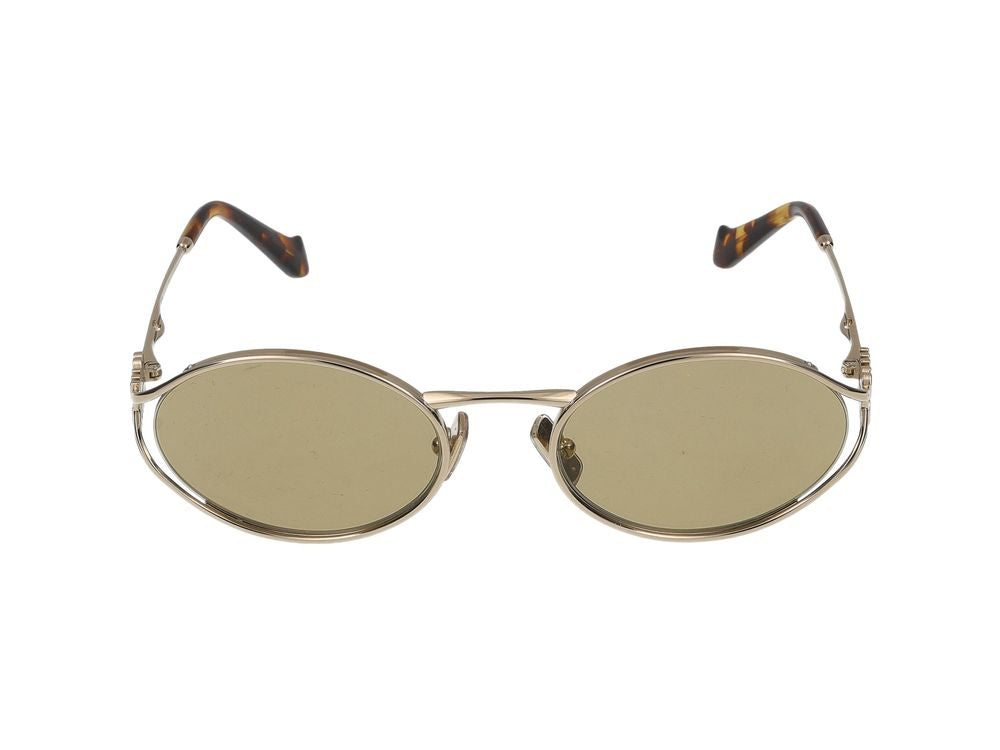 Miu Miu 0MU Metal Oval Frame Sunglasses — Gold, view 4