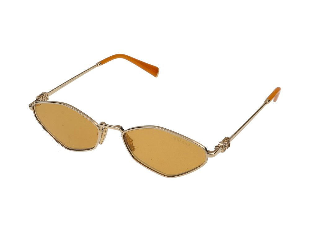Miu Miu 0MU Metal Oval Sunglasses — Gold, view 2