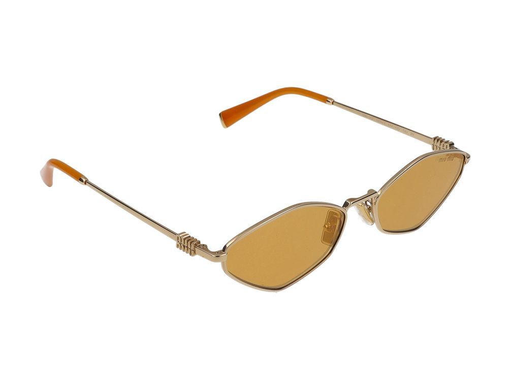 Miu Miu 0MU Metal Oval Sunglasses — Gold, view 4