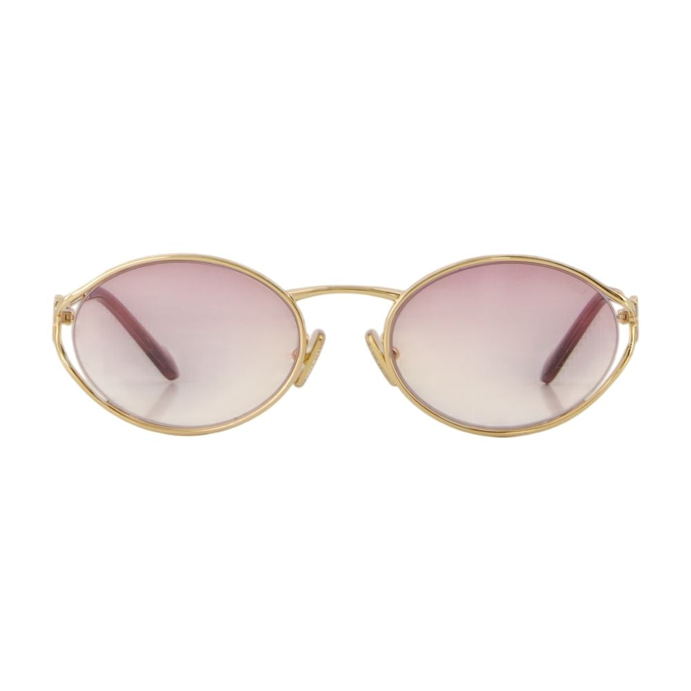Miu Miu 0MU52YS-5AK06S54 Oval Acetate Sunglasses — Gold by Miu Miu