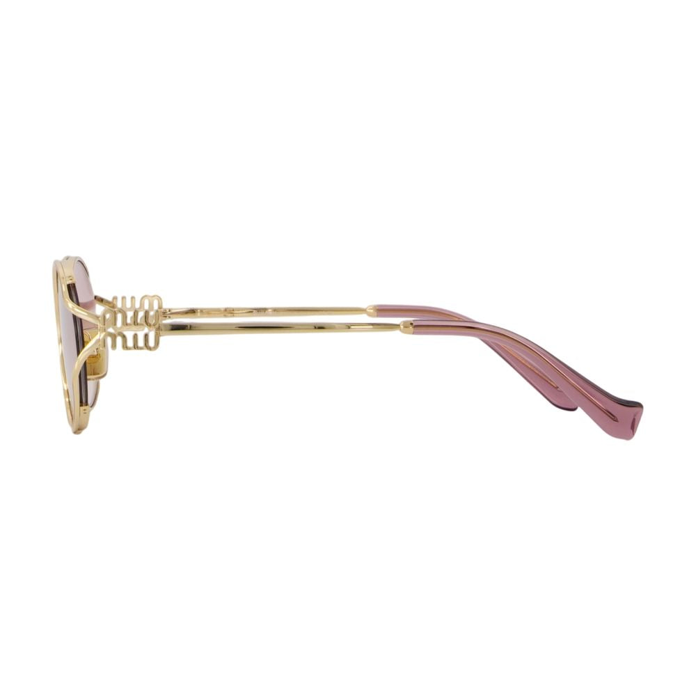 Miu Miu 0MU52YS-5AK06S54 Oval Acetate Sunglasses — Gold, view 2