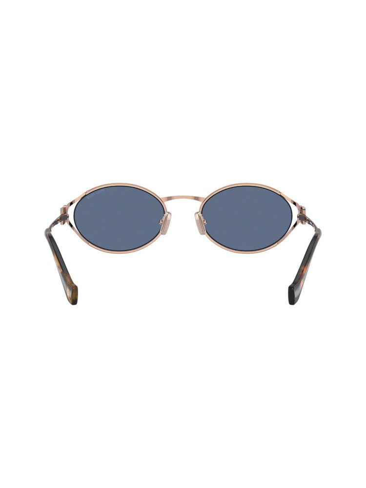 Miu Miu 52YS Logo Metal Sunglasses — Blue, view 2