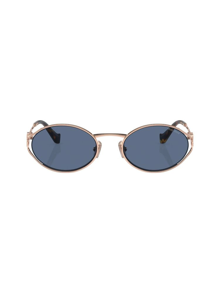 Miu Miu 52YS Logo Metal Sunglasses — Blue, view 4