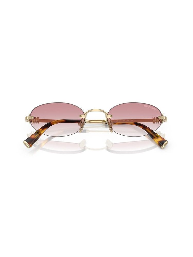 Miu Miu A54S Logo-Embellished Metal Sunglasses — Pink, view 3