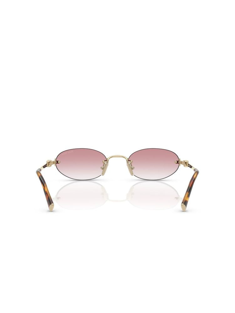 Miu Miu A54S Logo-Embellished Metal Sunglasses — Pink, view 4
