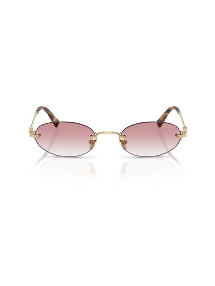 Miu Miu A54S Logo-Embellished Metal Sunglasses — Pink, view 5