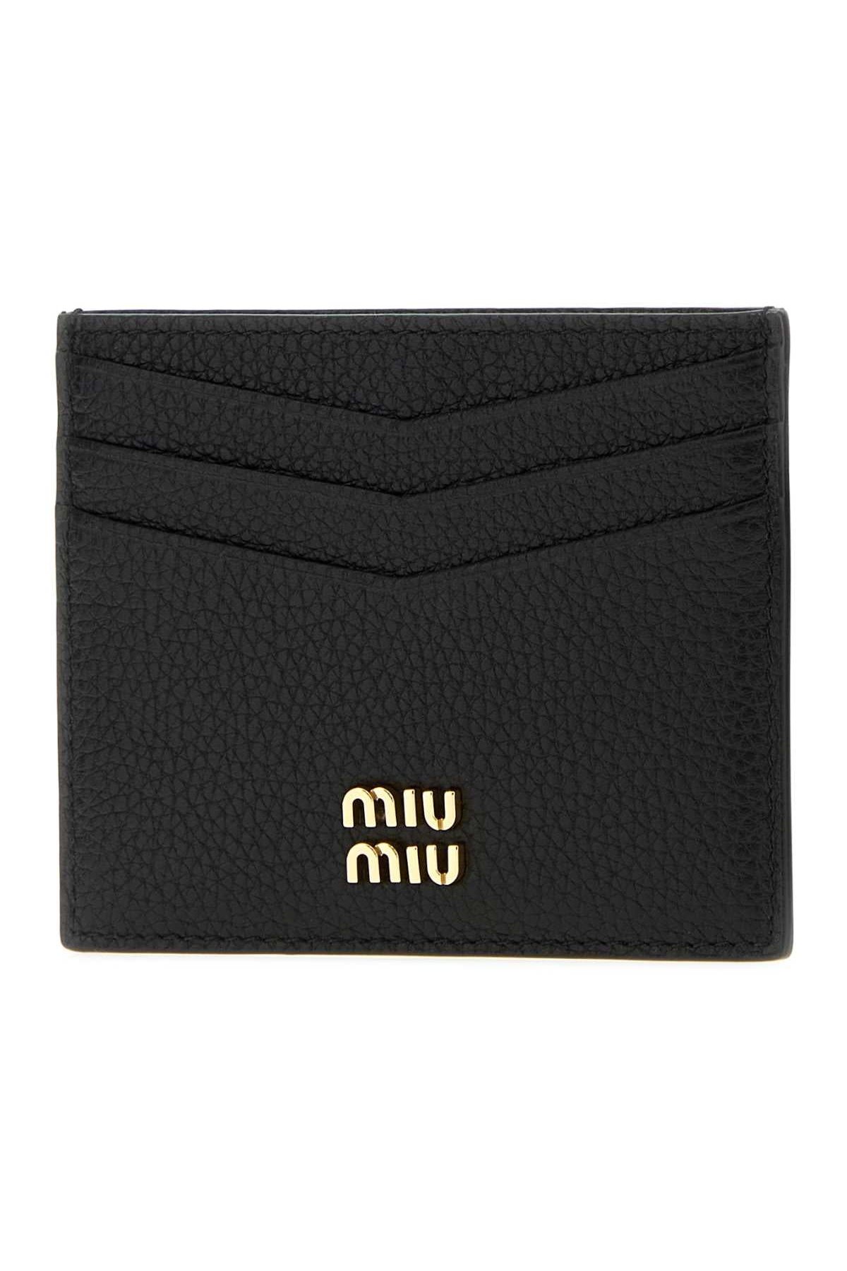 Miu Miu Leather Card Holder Card Case — Black, view 2