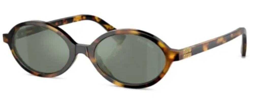 Miu Miu Eyewear 04ZSSOLE Tortoiseshell Oval Sunglasses — Brown by Miu Miu Eyewear