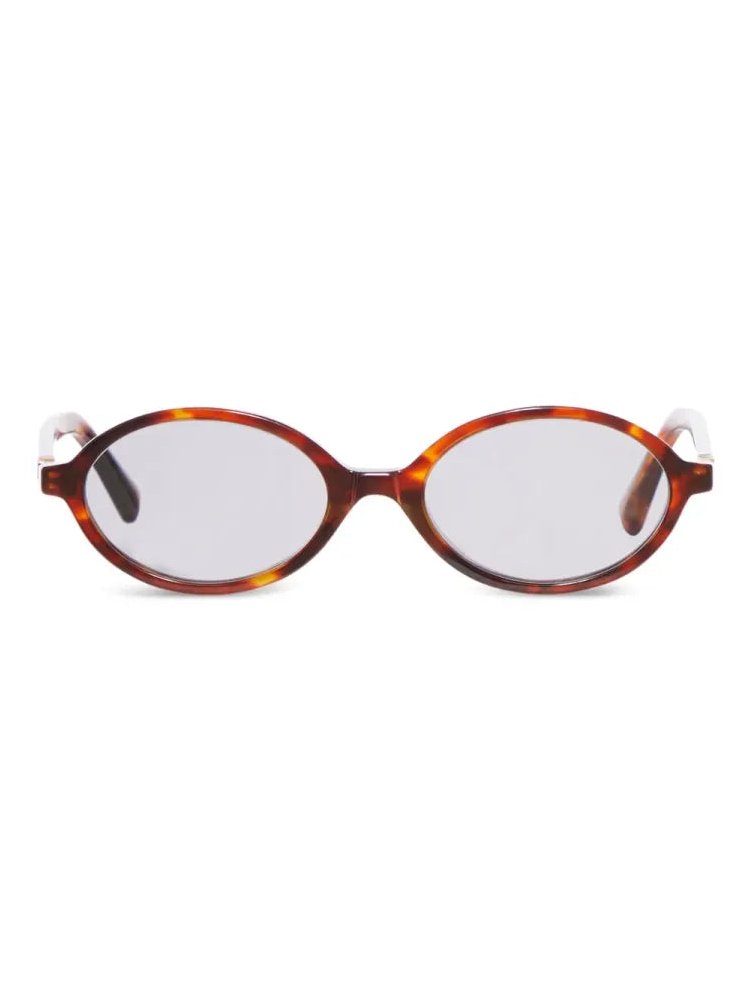 Miu Miu Eyewear 0MU04ZS50 Oval Tortoiseshell Sunglasses — Brown by Miu Miu Eyewear