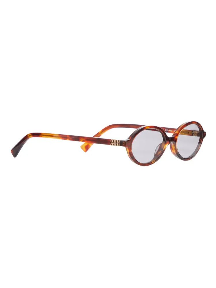 Miu Miu Eyewear 0MU04ZS50 Oval Tortoiseshell Sunglasses — Brown, view 2